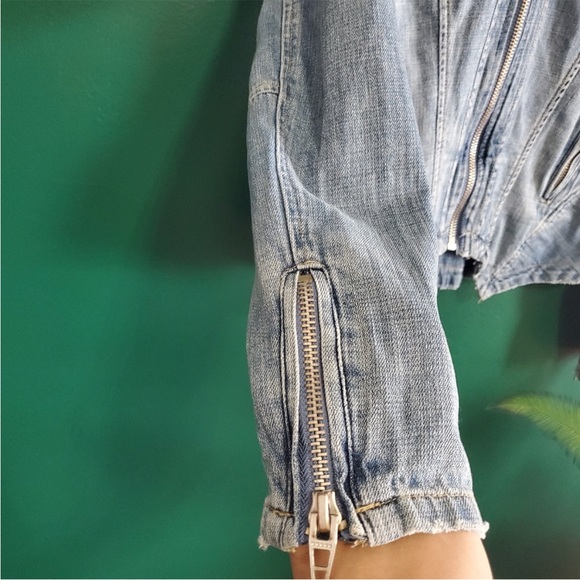 Blank NYC Moto Denim Zip Up Jacket Medium - Picture 5 of 14